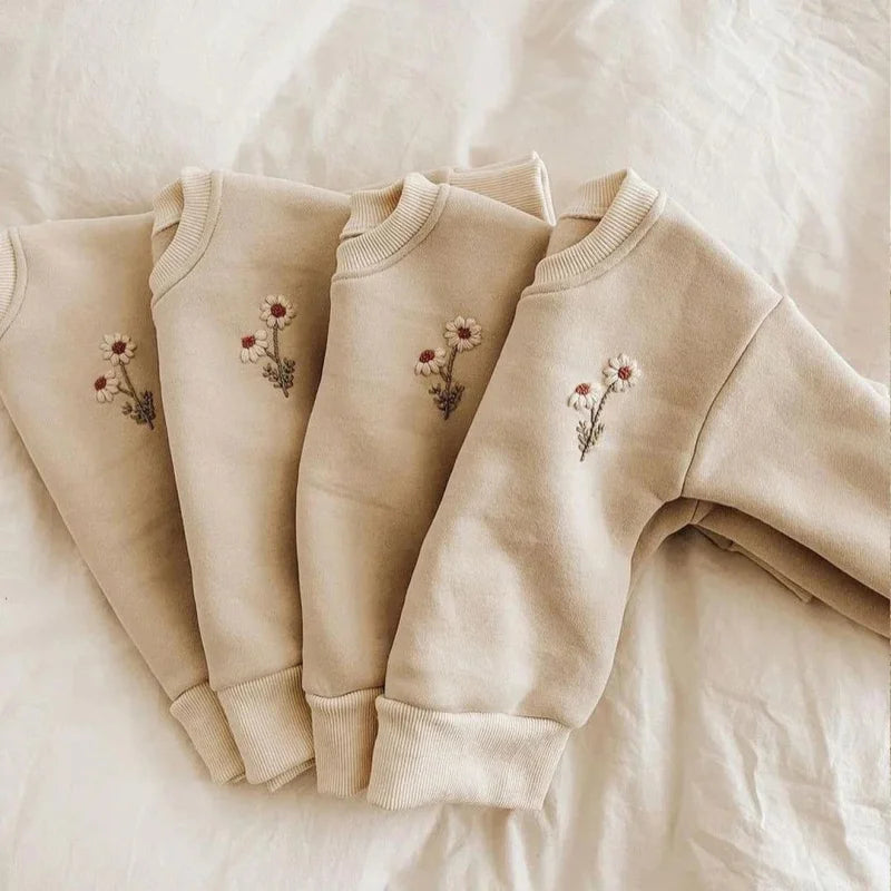Conjunto Infantil Moletom Bordado Flowers Rosa Lenogue
