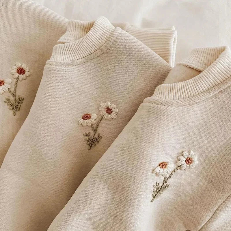 Conjunto Infantil Moletom Bordado Flowers Rosa Lenogue