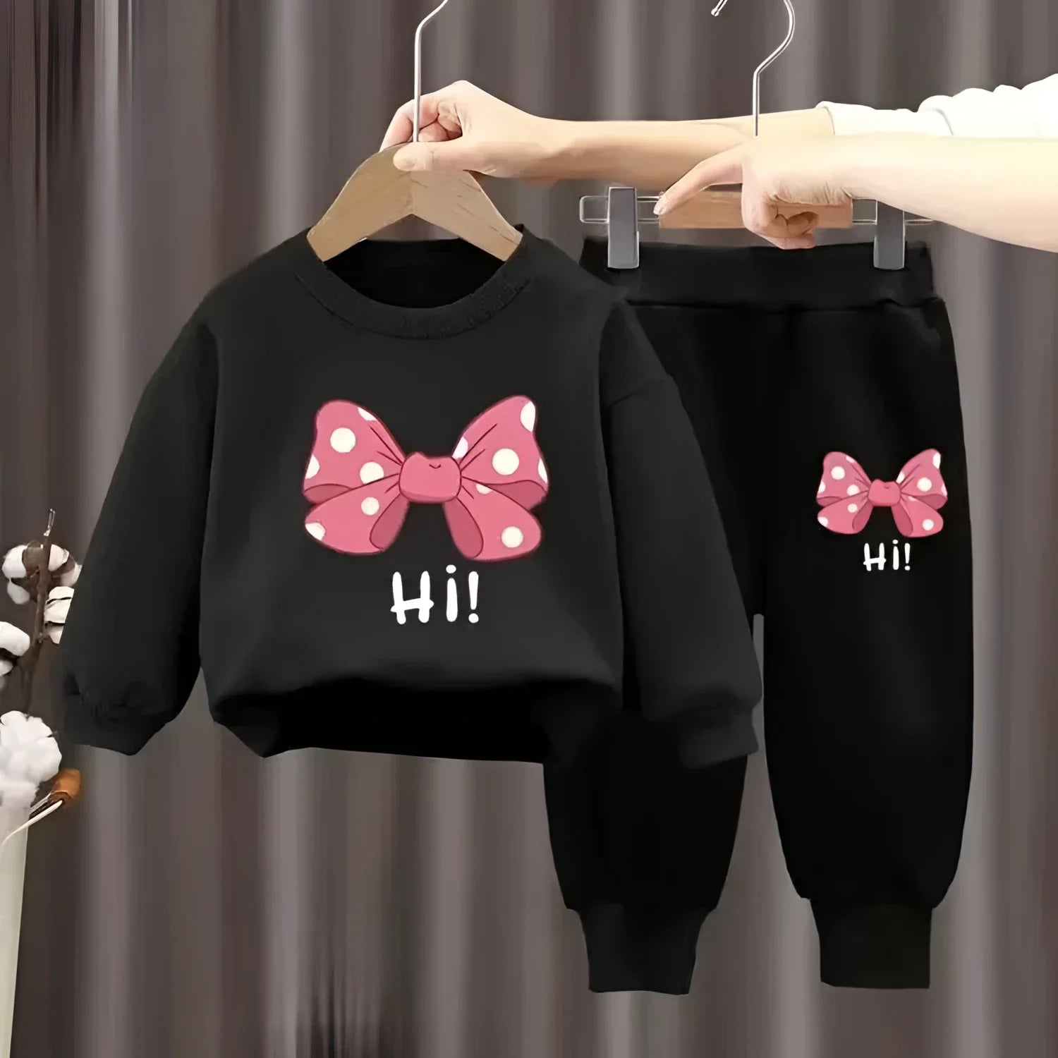 Conjunto Infantil Moletom Capuz Algodão Estampado Mignonne Lenogue Preto / 18-24 Meses