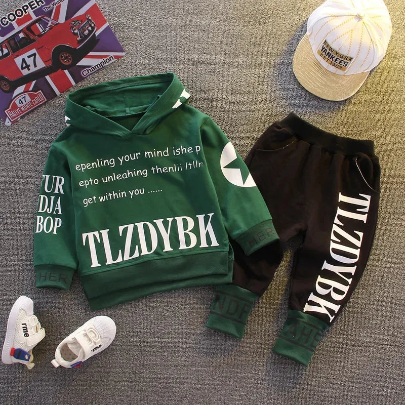 Conjunto Infantil Moletom com Capuz Estampa Letras e Calça Lenogue Verde / 6-12 Meses