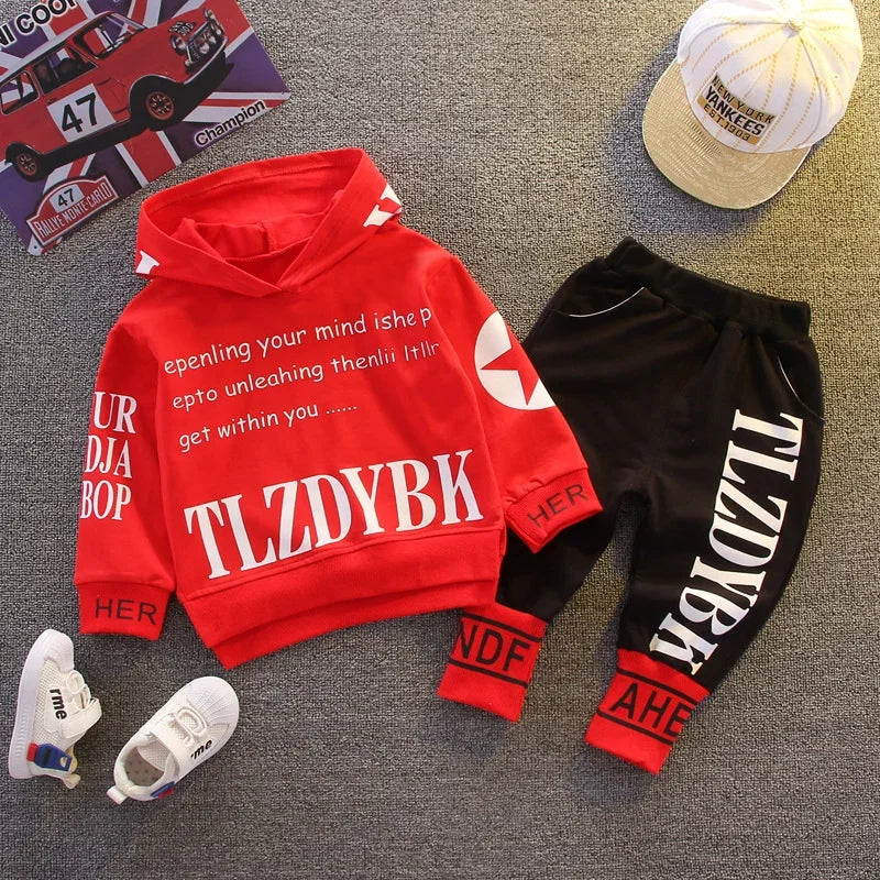 Conjunto Infantil Moletom com Capuz Estampa Letras e Calça Lenogue Vermelho / 6-12 Meses