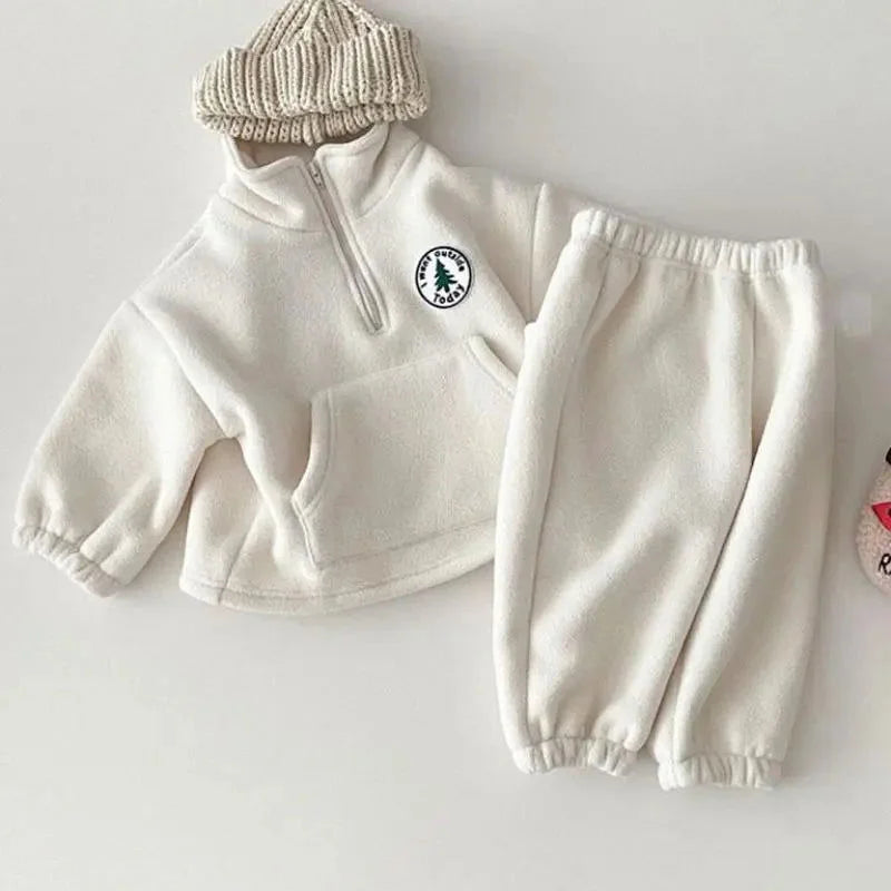 Conjunto Infantil Moletom Fleece Lenogue Aconchegante para Crianças Branco / 9-12 Meses
