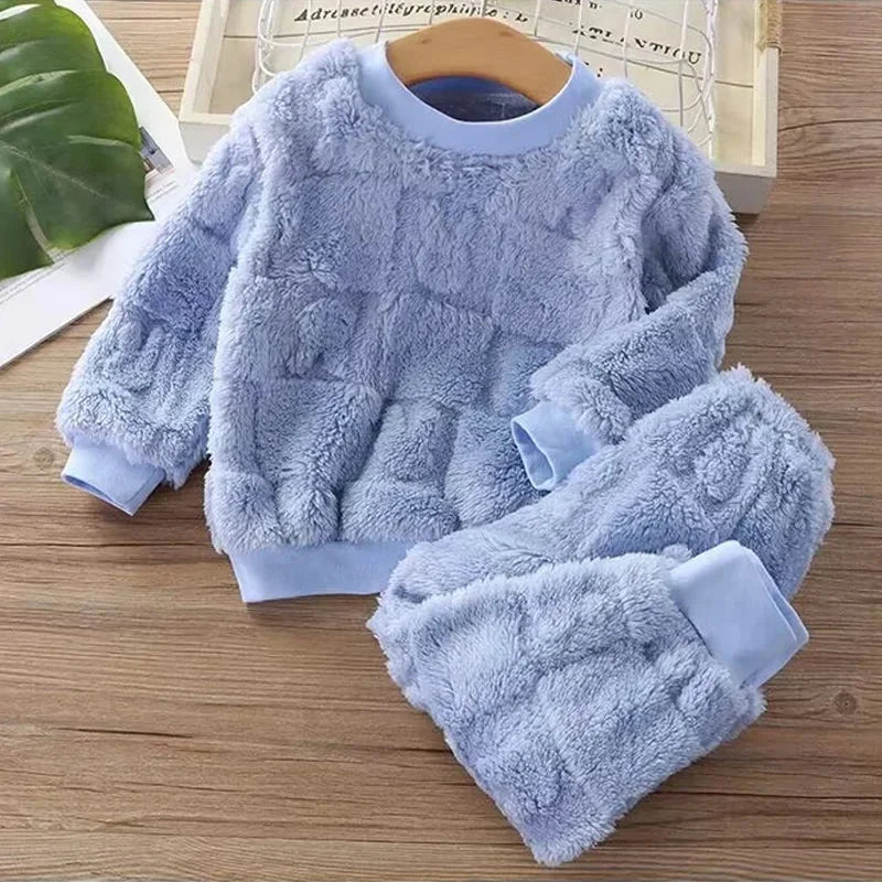 Conjunto Infantil Pijama Flanela Manga Longa Veludo Serein Lenogue Azul / 6-12 Meses