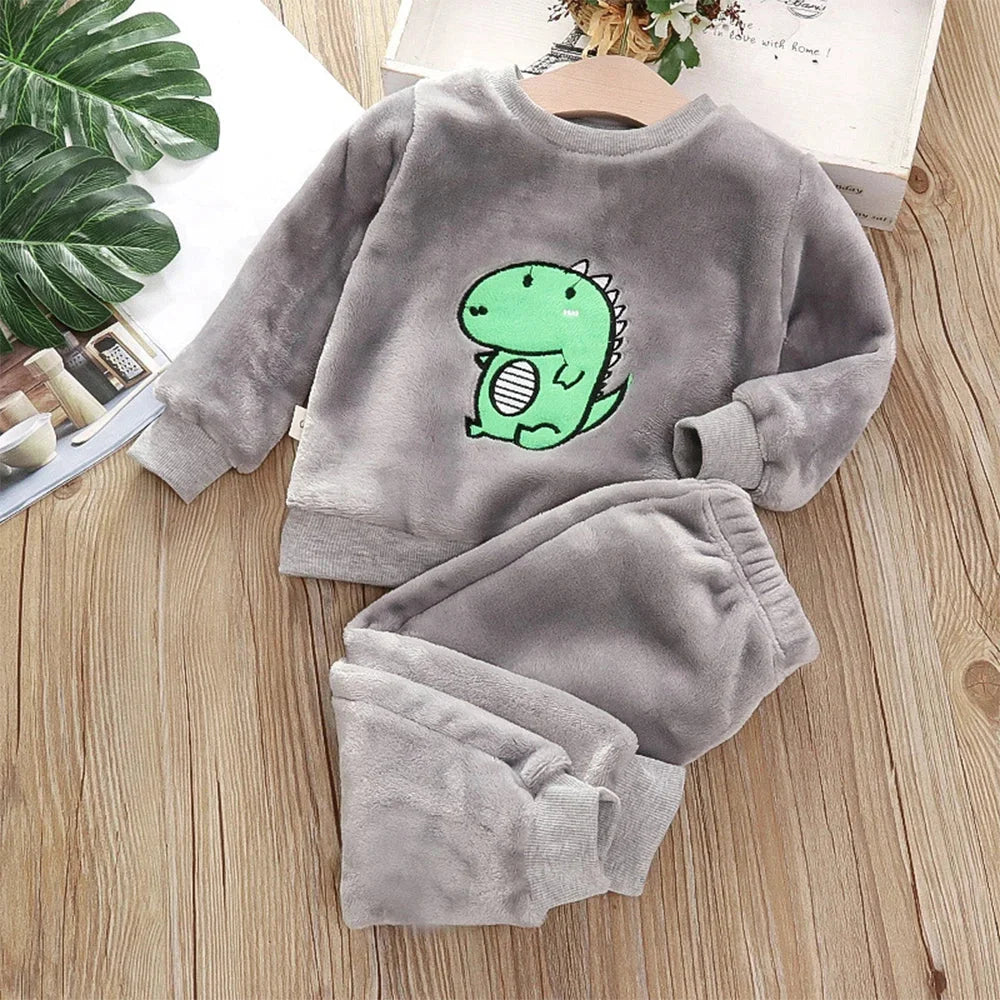 Conjunto Infantil Pijama Fleece Urso Manga Longa Câlin Lenogue Cinza / 6-12 Meses