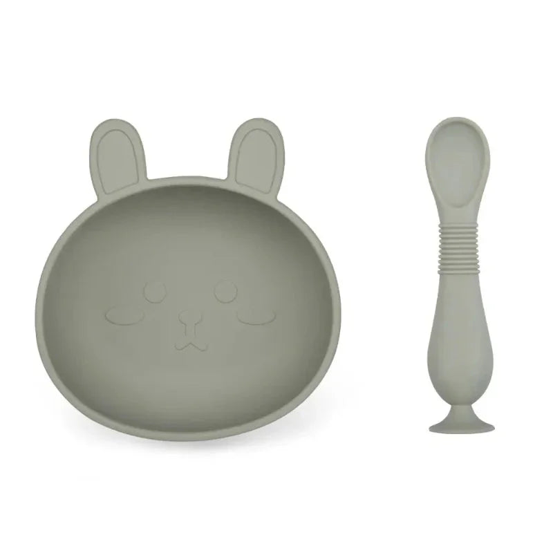 Conjunto Infantil Silicone Tigela e Colher Lenogue