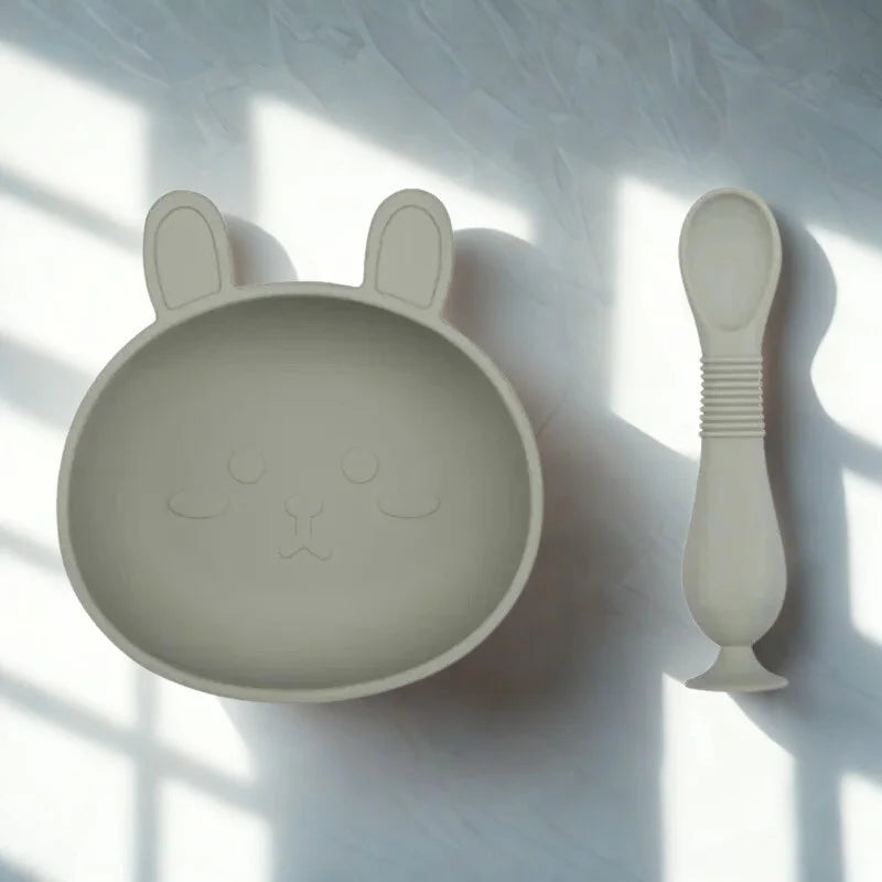 Conjunto Infantil Silicone Tigela e Colher Lenogue Verde