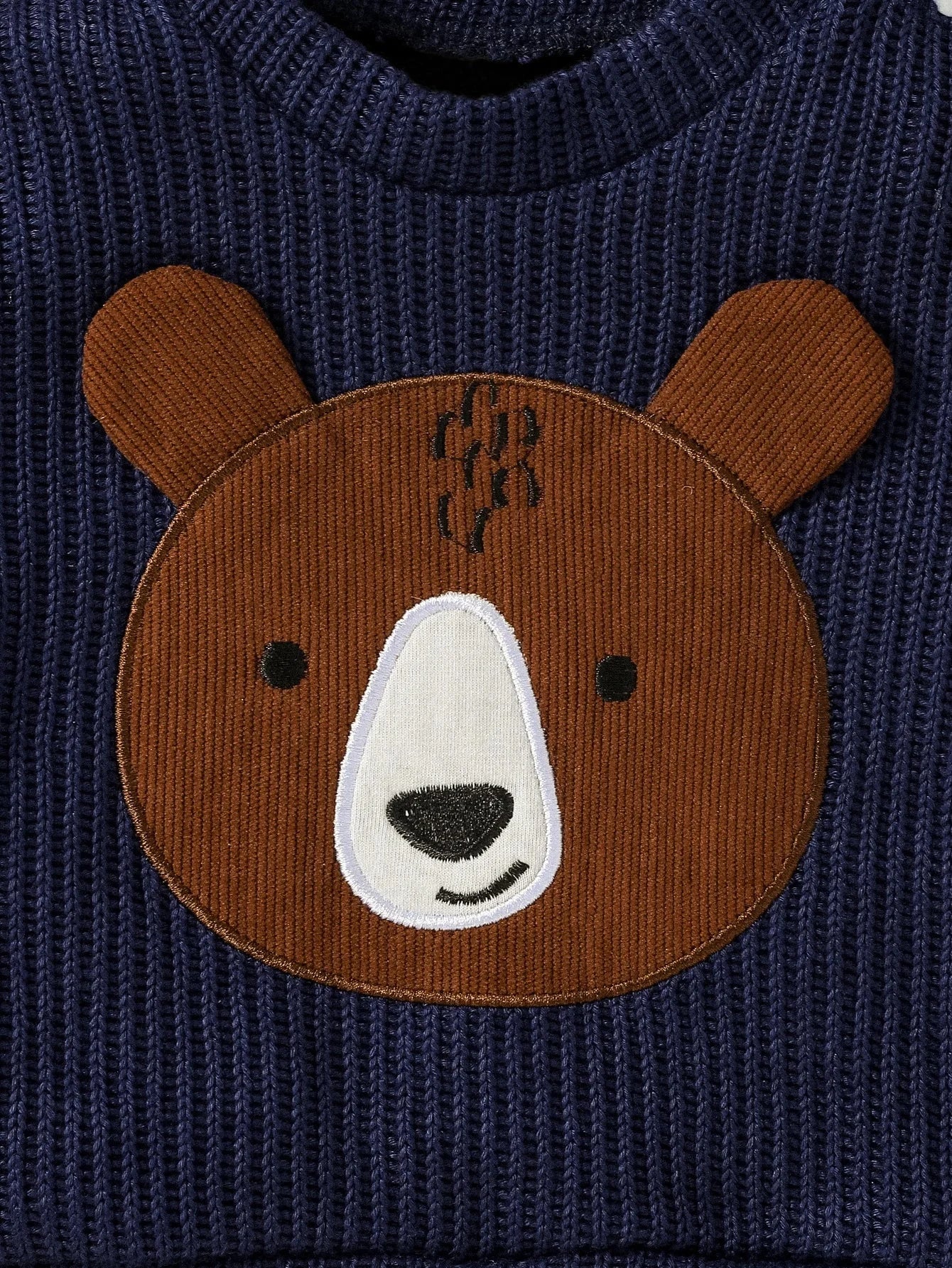 Conjunto Infantil Suéter Urso e Calça Suspensório Inverno Lenogue