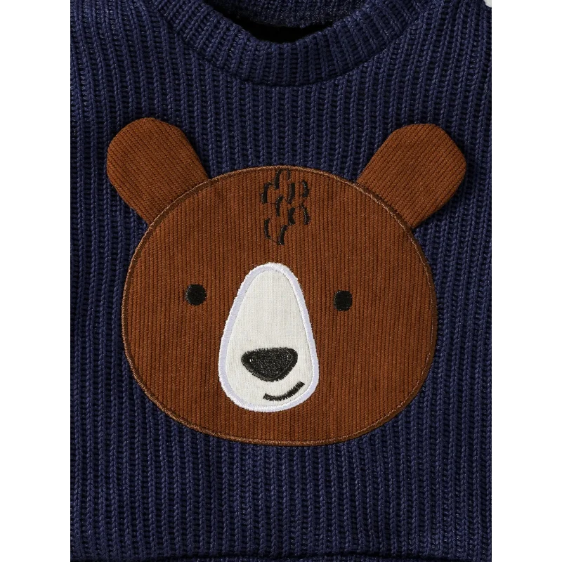 Conjunto Infantil Suéter Urso e Calça Suspensório Inverno Lenogue