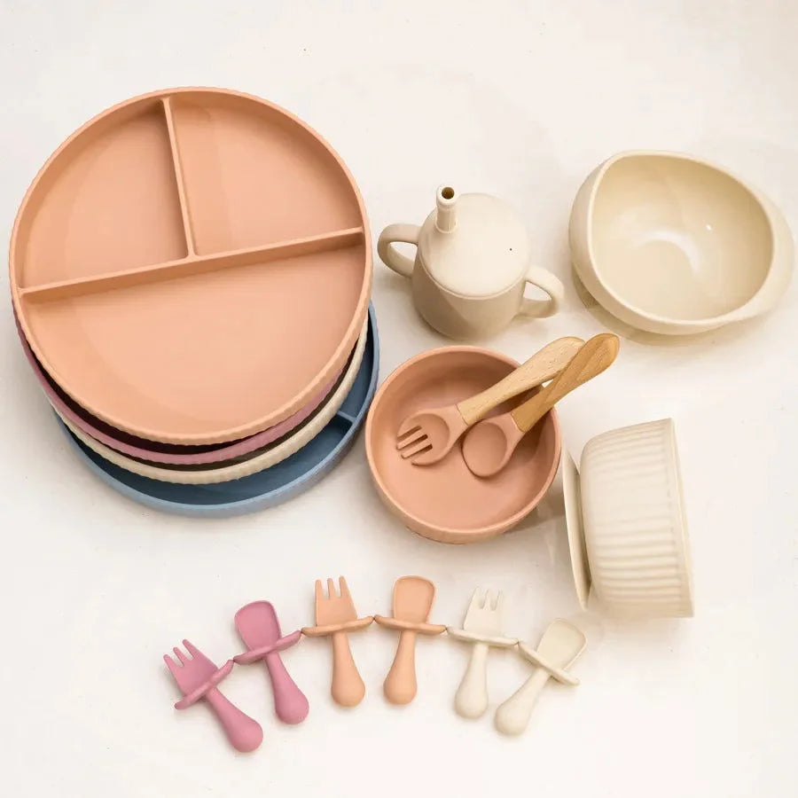 Conjunto Infantil Talheres de Silicone Lenogue