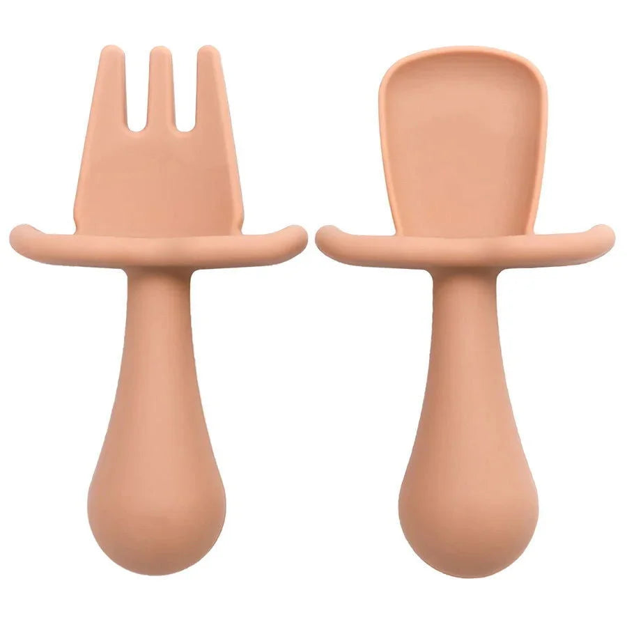 Conjunto Infantil Talheres de Silicone Lenogue Argila