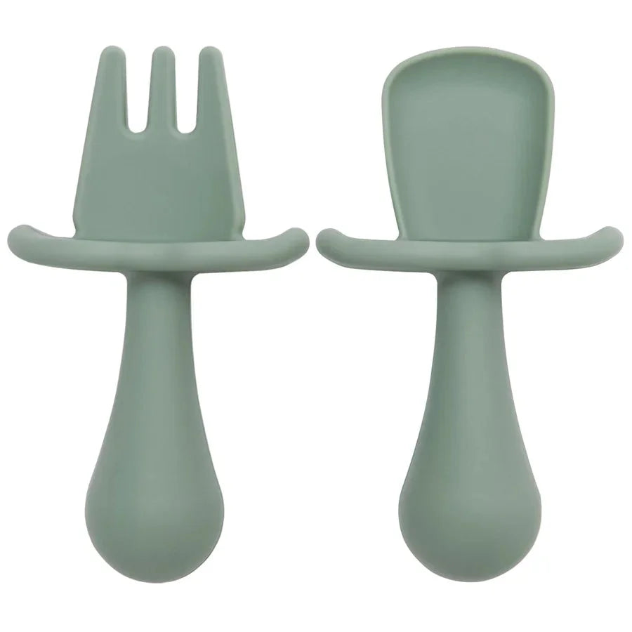 Conjunto Infantil Talheres de Silicone Lenogue Verde