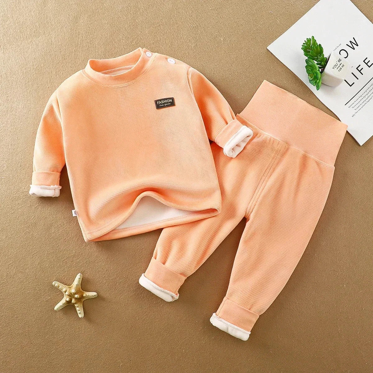 Conjunto Infantil Térmico Cintura Alta Cobre Barriga Chaleur Lenogue Laranja / 3-6 Meses