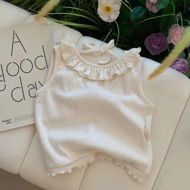 Conjunto Infantil Top de Renda sem Manga Short Floral Lenogue