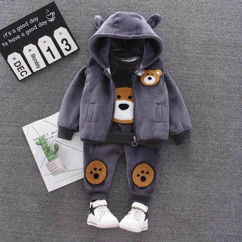 Conjunto Infantil Veludo Fleece Estampa Animal Sauvage Lenogue Cinza / 6-12 Meses