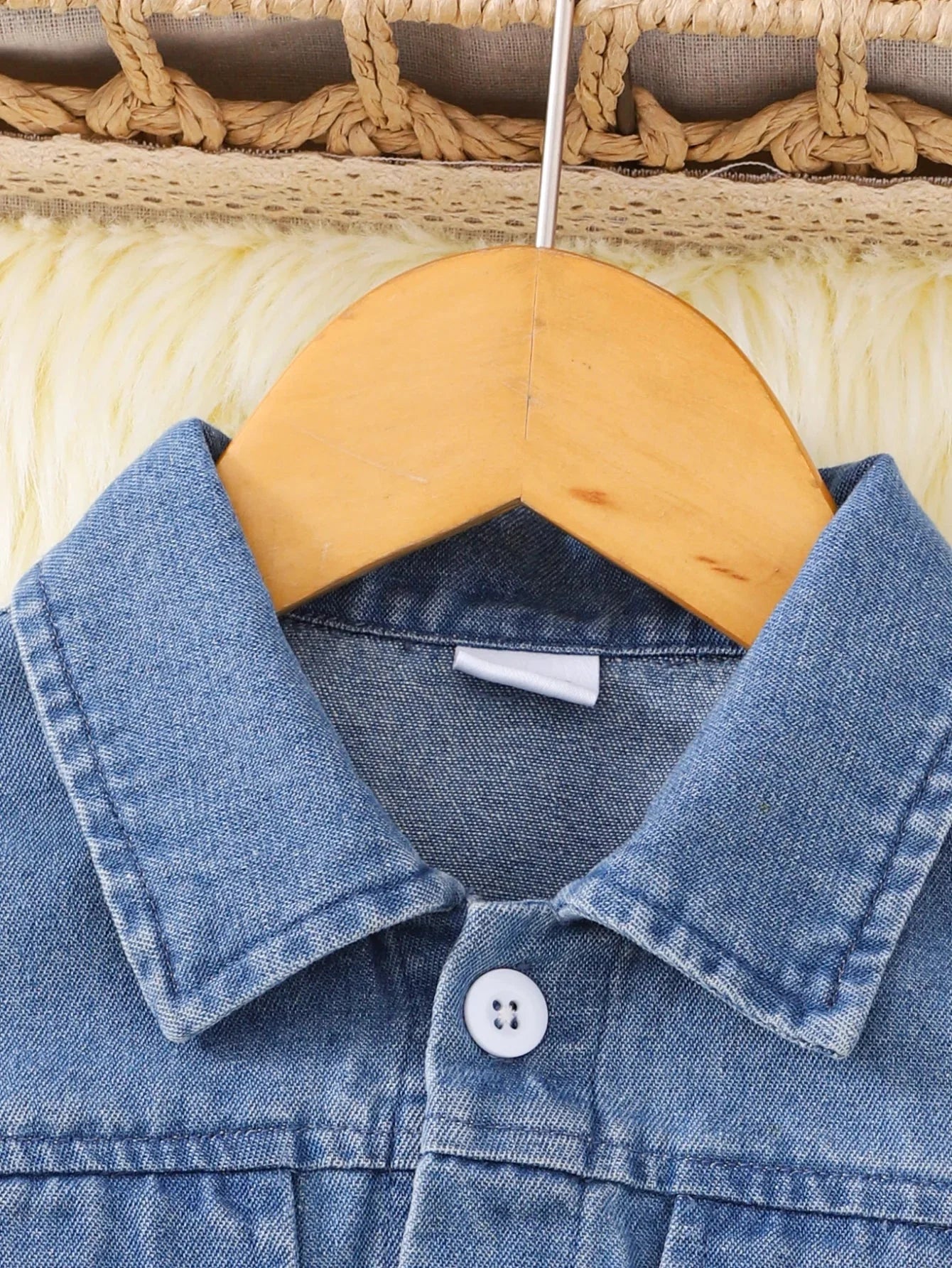 Conjunto Infantil Vestido Floral com Jaqueta Jeans Manga Longa Lenogue