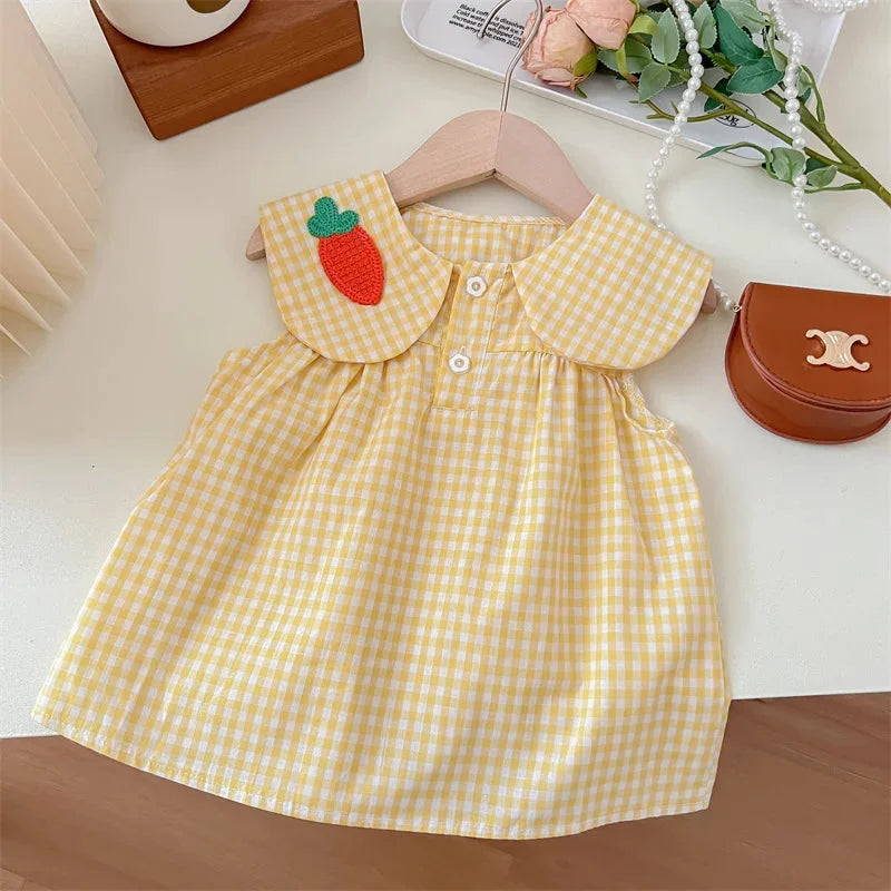 Conjunto Infantil Xadrez com Bordado Amarelo Lenogue