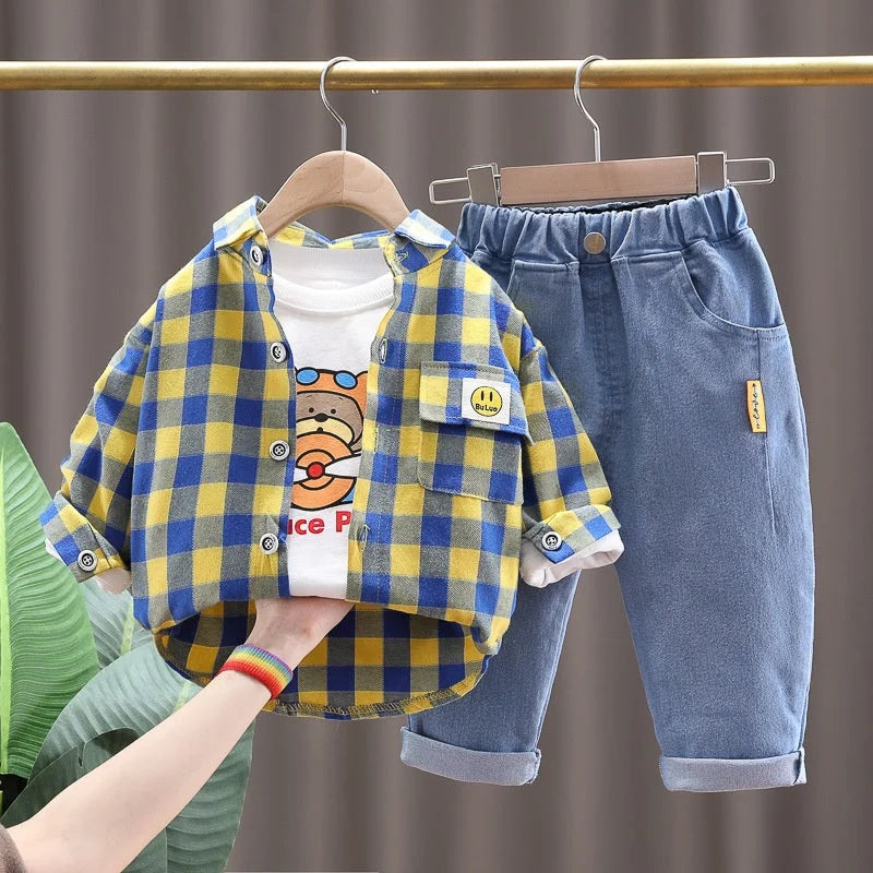 Conjunto Infantil Xadrez Estampa Vermelho Lenogue
