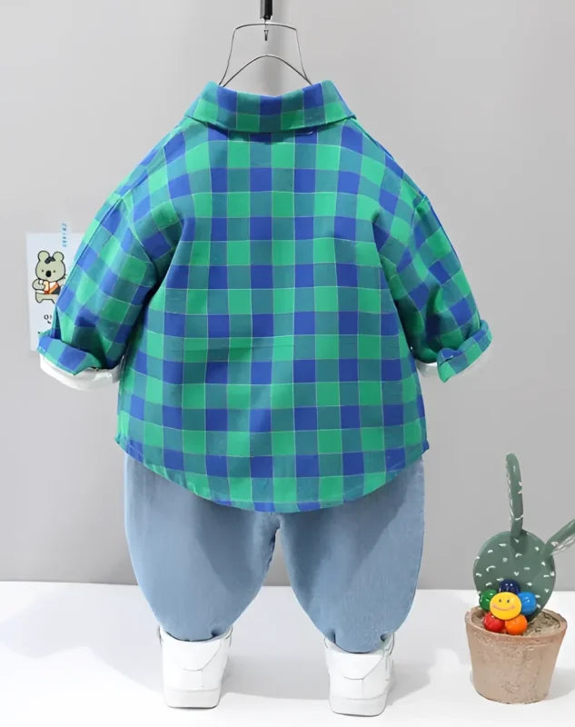 Conjunto Infantil Xadrez Estampa Vermelho Lenogue