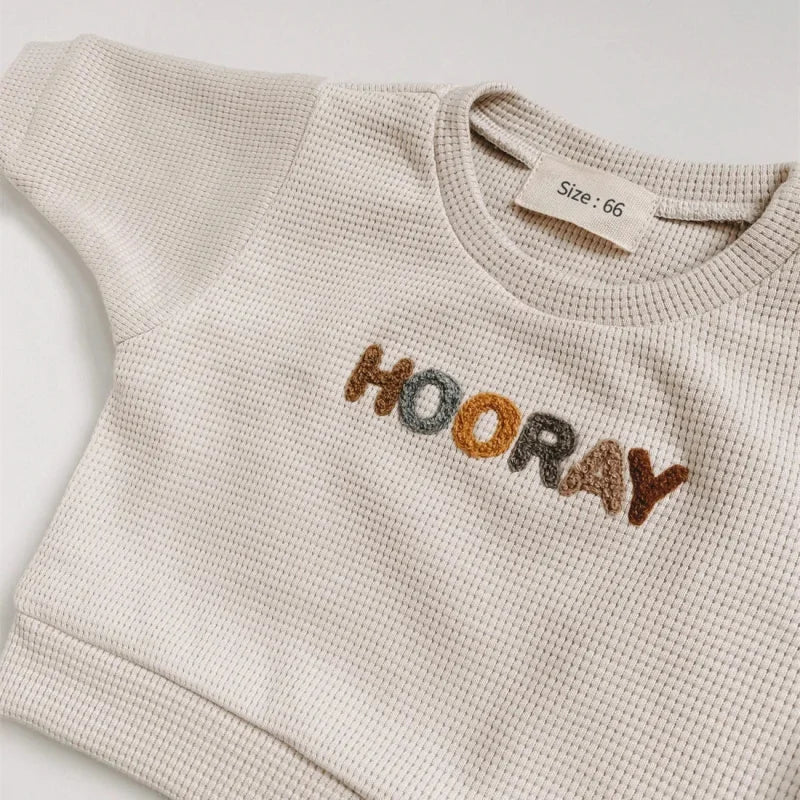 Conjunto Luxuoso Casual Hooray para Bebês em Tons de Azul