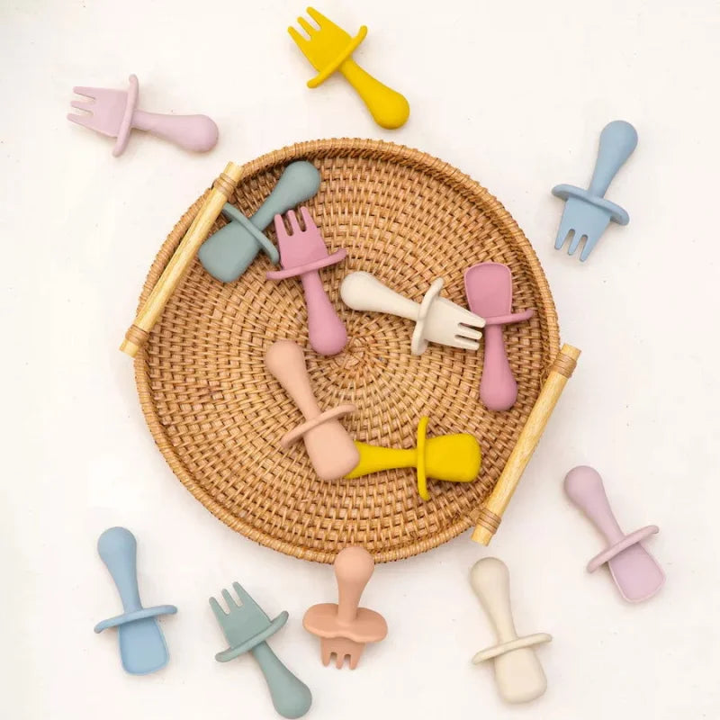 Conjunto Infantil 2 Peças Talheres Silicone Verde Lenogue