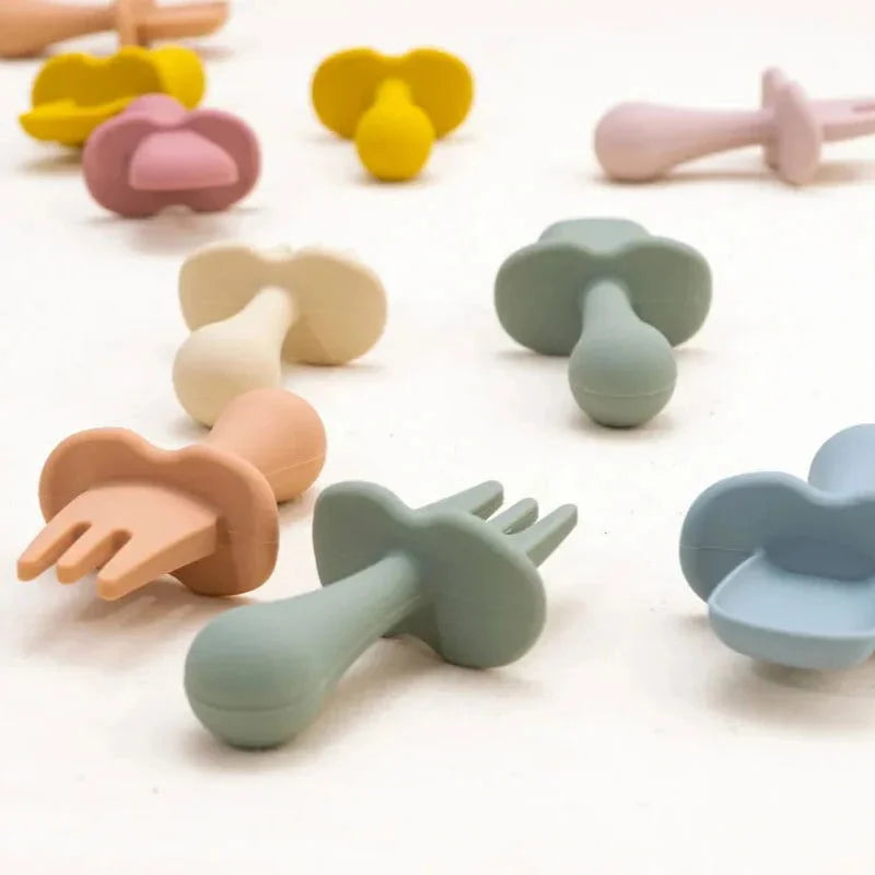 Conjunto Infantil 2 Peças Talheres Silicone Verde Lenogue