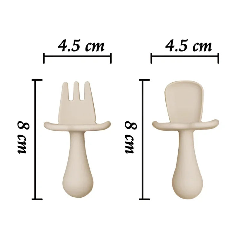 Conjunto Infantil 2 Peças Talheres Silicone Verde Lenogue