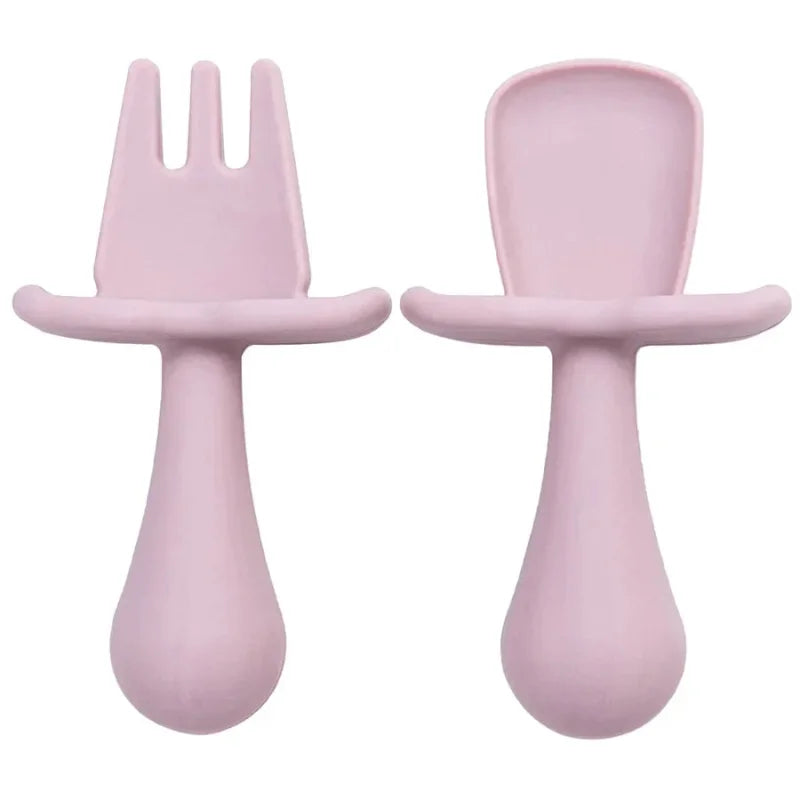Conjunto Infantil 2 Peças Talheres Silicone Verde Lenogue Mauva