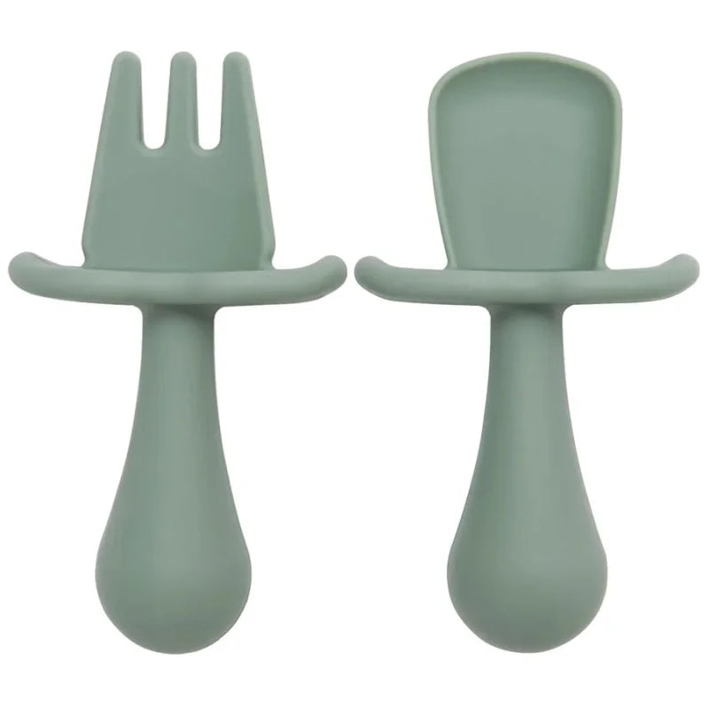 Conjunto Infantil 2 Peças Talheres Silicone Verde Lenogue Verde