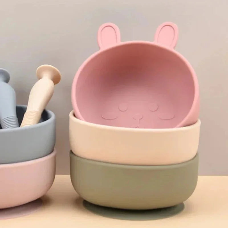 Conjunto Infantil Silicone Tigela e Colher Verde Lenogue