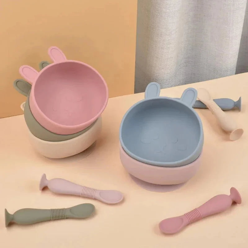 Conjunto Infantil Silicone Tigela e Colher Verde Lenogue