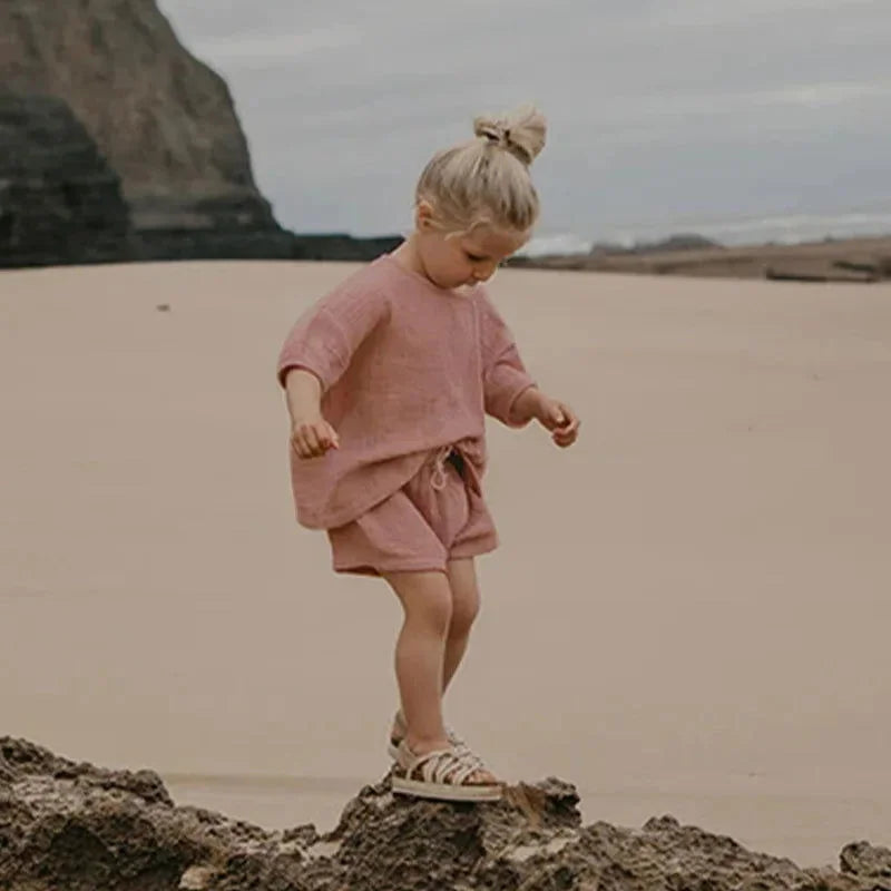 Conjunto Macio Gisele para Meninas Rosa Lenogue em Algodão Leve