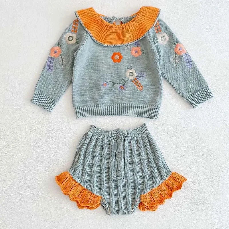 Conjunto Infantil Feminino Tricot Joana Rosa Lenogue