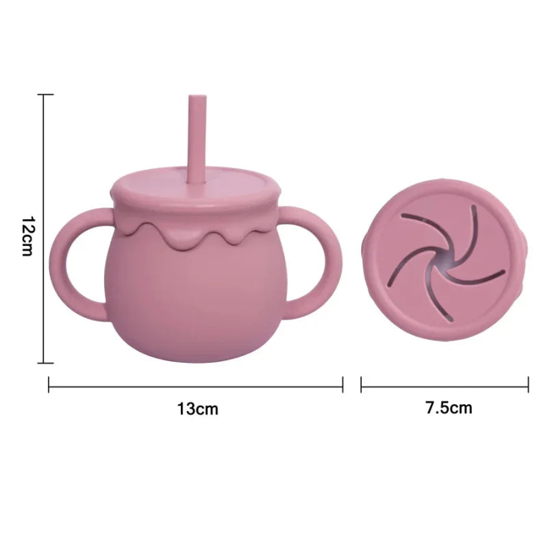 Copo Infantil Silicone com Canudo Verde Lenogue