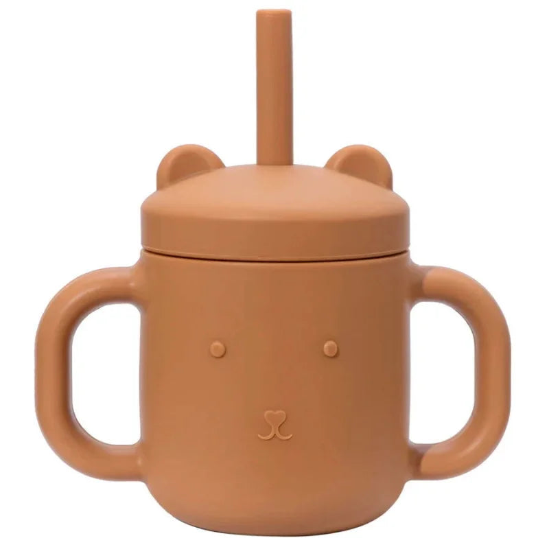 Copo Infantil Treinamento Silicone com Alça Verde Lenogue Laranja