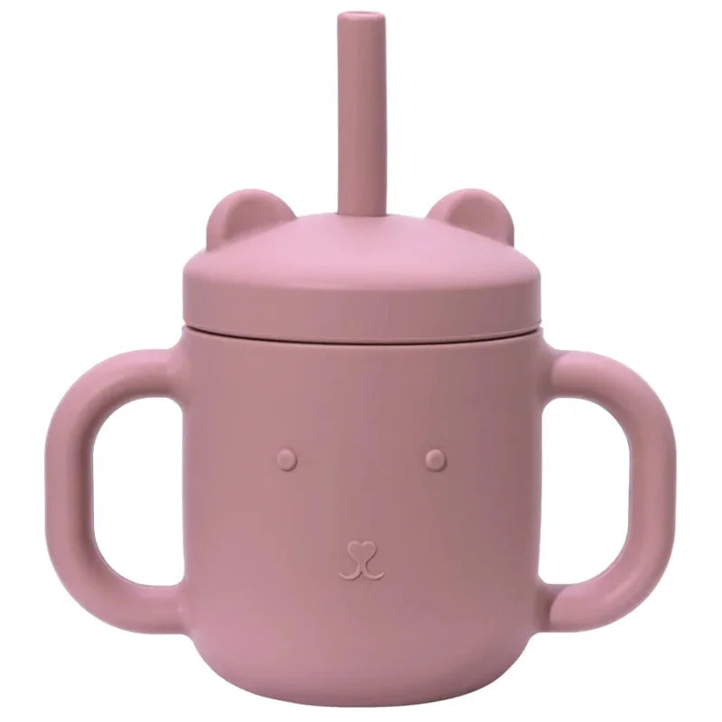 Copo Infantil Treinamento Silicone com Alça Verde Lenogue Rosa