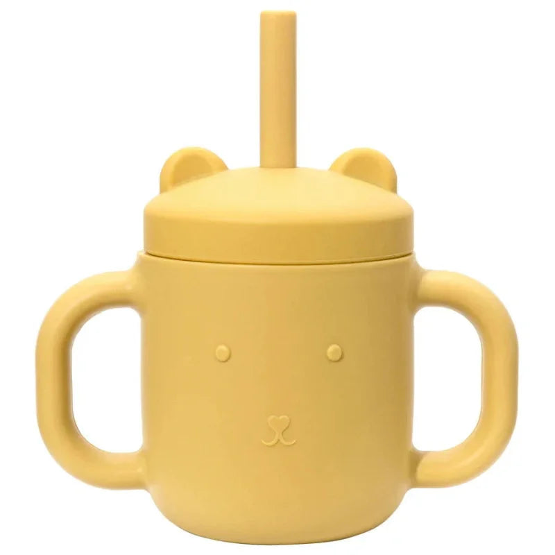 Copo Infantil Treinamento Silicone com Alça Verde Lenogue Mostarda