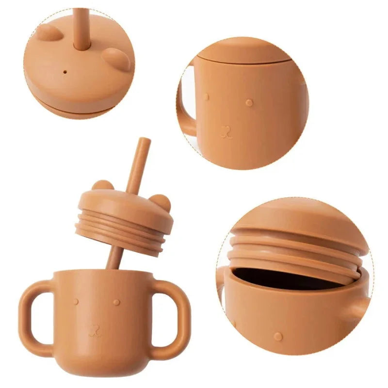 Copo Infantil Treinamento Silicone com Alça Verde Lenogue