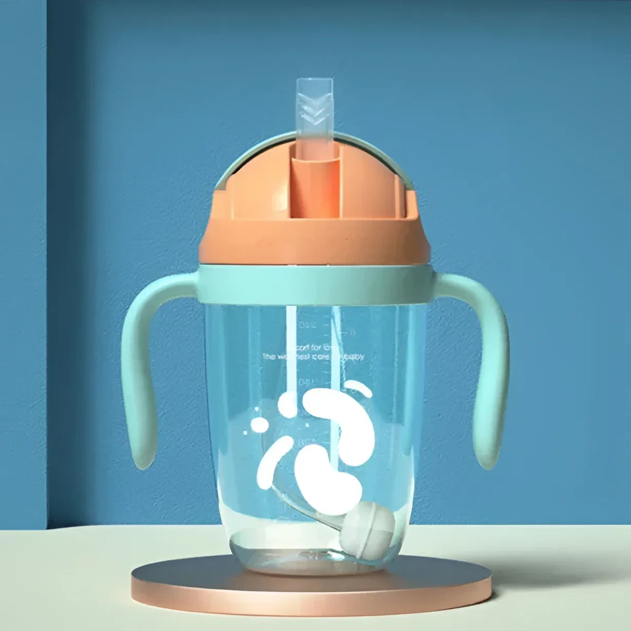 Copo Infantil com Canudo Antivazamento Lenogue Azul 300ml
