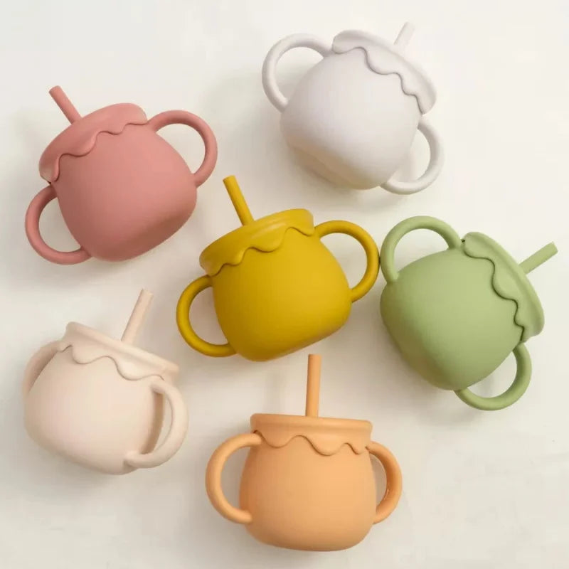 Copo Infantil Silicone com Canudo Lenogue