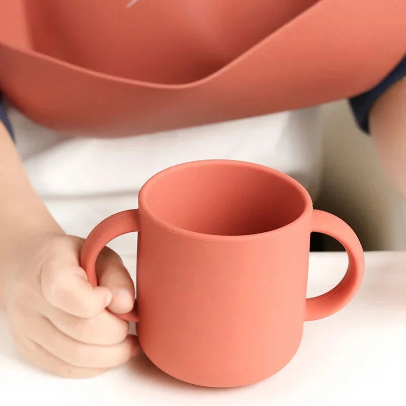 Copo Infantil Treinamento Silicone com Alças Lenogue Salmão