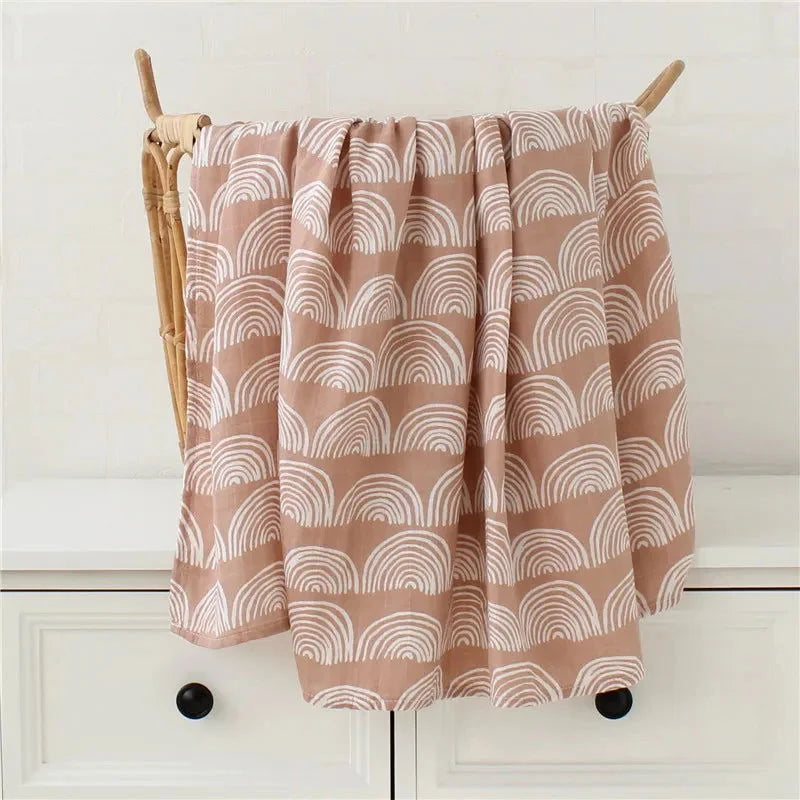 Cueiro Infantil Muslin Algodão e Bambu Branco Lenogue Arco-íris Malva / 60x60cm