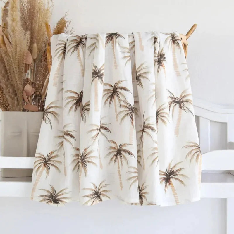 Cueiro Infantil Muslin Algodão e Bambu Branco Lenogue Coqueiros / 60x60cm