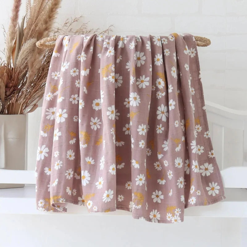 Cueiro Infantil Muslin Algodão e Bambu Branco Lenogue Margarida / 60x60cm