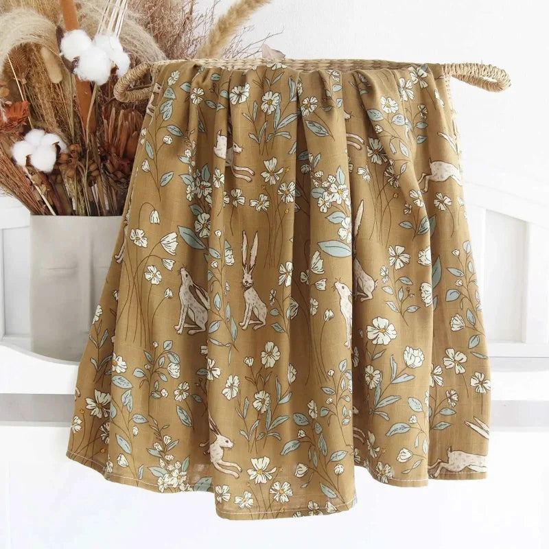 Cueiro Elegante Muslin Bambu Lenogue para Bebê com Conforto e Sofisticação Coelho / 60x60cm