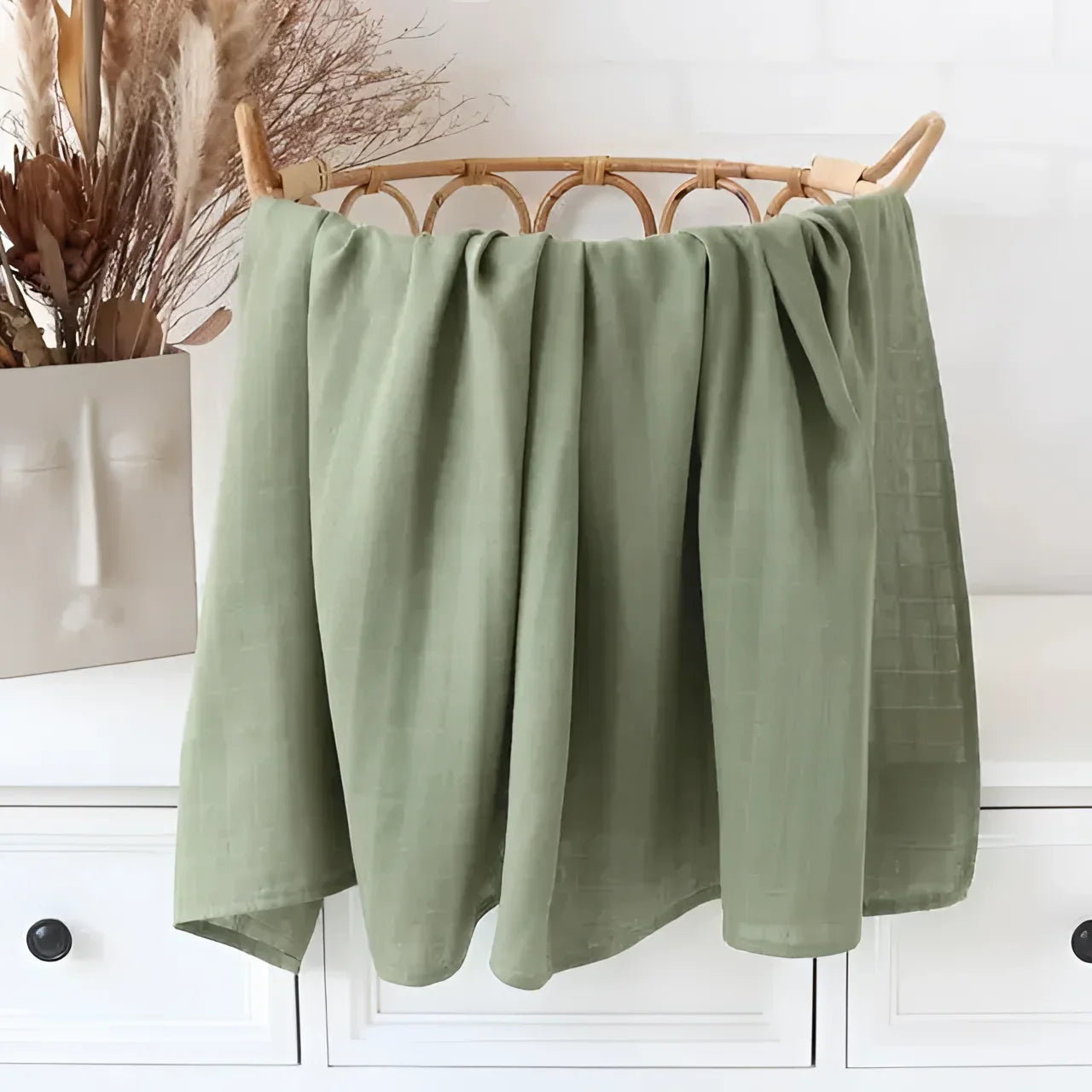 Cueiro Infantil Muslin Algodão e Bambu Lenogue Verde / 60x60cm