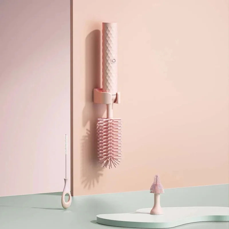 Escova Infantil Elétrica Silicone para Mamadeira Lenogue Rosa