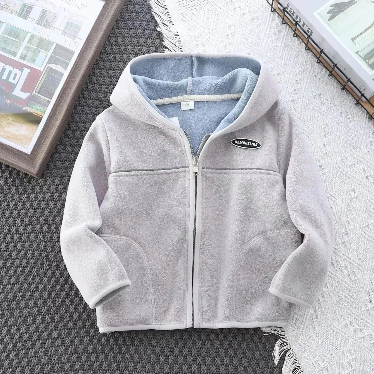 Jaqueta Infantil Fleece Aurora Zíper Esportiva Vaillant Lenogue Cinza / 18-24 Meses