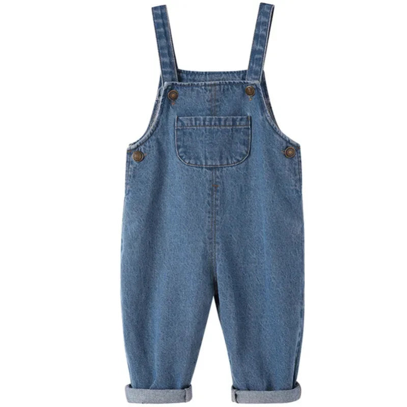 Macacão Infantil Jardineira Algodão Denim Azul Lenogue Azul / 6-12 Meses (80cm)
