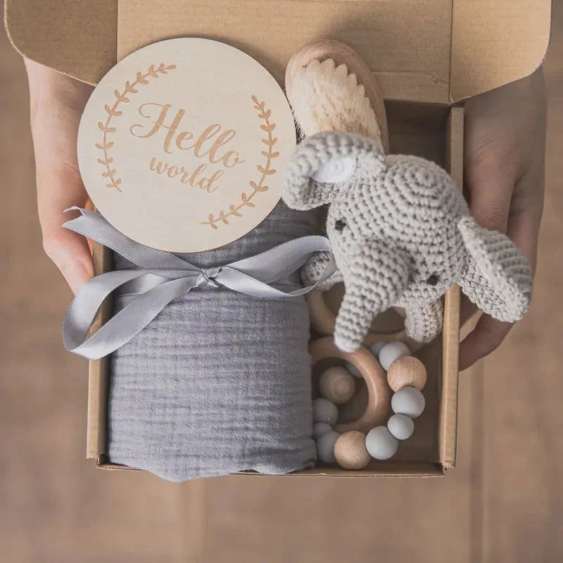 Kit Infantil Primeiro Banho Hello World 5 Peças Lenogue Elefante