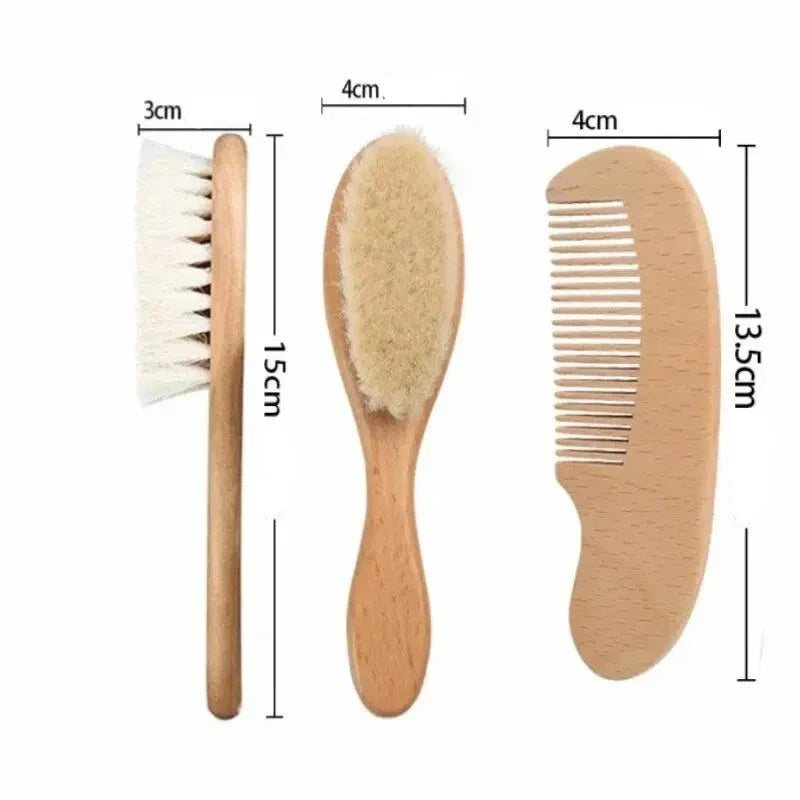 Kit Infantil Escova e Pente Madeira Natural Lenogue Conjunto 2 Peças de Mandeira